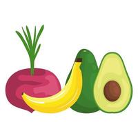 verduras y frutas frescas comida sana vector