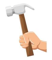 hand with hammer metal tool vector