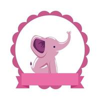 lace with cute little elephant pink character vector