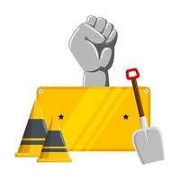 hand human fist with cones and shovel vector