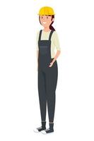 young female mechanic worker character vector