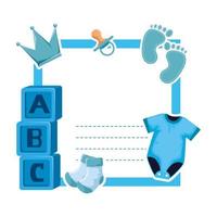 baby shower card with cubes and footprints vector