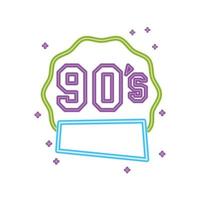 nineties sign retro style neon light vector