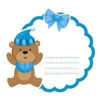 lace with little bear teddy and hat vector