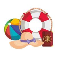 beach balloon with float and passport vector