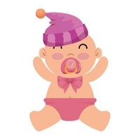 cute little baby girl with hat vector