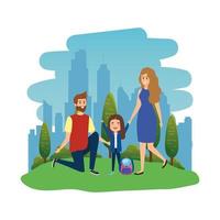 happy student girl with couple teachers in the landscape vector