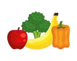 fresh vegetables and fruits healthy food vector