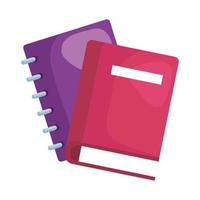 cuaderno y libro de útiles escolares vector