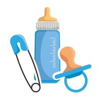 baby milk bottle with pacifier and clothespin vector