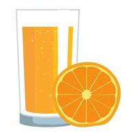 jugo de naranja cítricos con vidrio vector