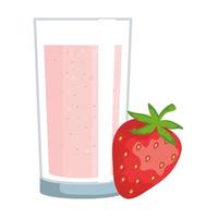 jugo de fresa fruta con vaso vector