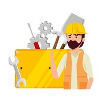 professional mechanic worker with set tools vector