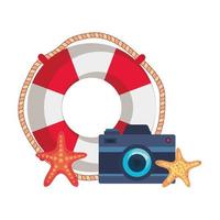 marine float with camera photographic and starfish vector