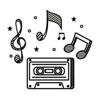 audio cassette record with music notes vector