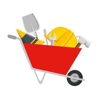 wheelbarrow construction with tools equipment vector