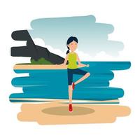 athletic girl practicing exercice on the beach vector