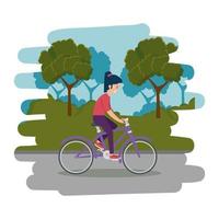 happy athletic girl ride bike on the park vector
