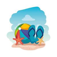 beach balloon with flip flops and starfish vector