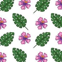 exotic leafs and flowers tropical pattern vector