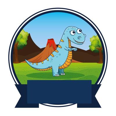 cute tyrannosaurus rex in the camp frame