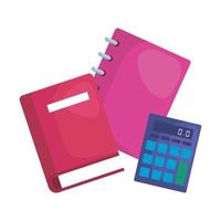 note books school and calculator math vector