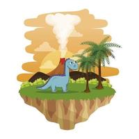 cute diplodocus in the landscape scene vector