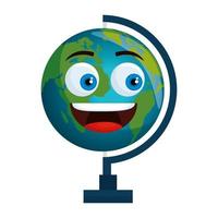 world map earth kawaii comic character vector
