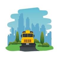 Icono aislado de transporte de autobús escolar vector