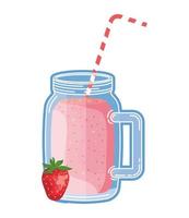 juice strawberry fruit beverage jar with straw vector