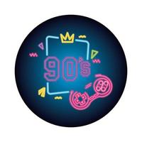 control game nineties style neon light vector