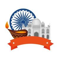 ashoka chakra indian with taj mahal vector