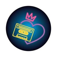 cassette nineties retro neon light isolated icon vector