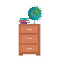 world planet map and books in drawer vector