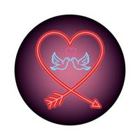 silhouette of heart in neon light, valentines day vector