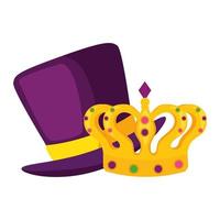 Isolated mardi gras hat and crown vector design