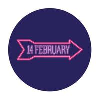 february 14 label in neon light, valentines day vector