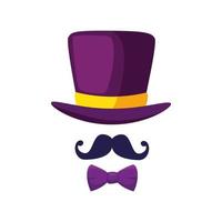 Isolated hat mustache and bowtie vector design