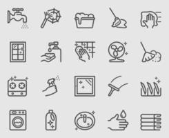 Cleaning line icons set vector