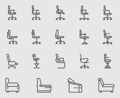 Chair and Sofa line icons set vector