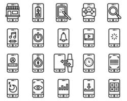 Mobile application vector icon set line stye