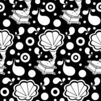 Gramophone retro silhouette seamless pattern vector