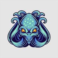 Blue Octopus Mascot vector