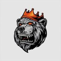 Angry Bear With Red Crown Mascot vector