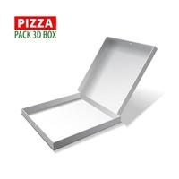 Cardboard white 3d box for pizza, vector illustration isolated on white