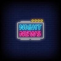 Night News Neon Signs Style Text Vector