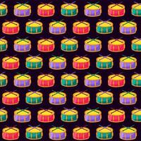 Color Music Drum Isolated Black Background Pattern vector