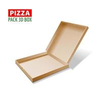 Cardboard 3d box for pizza, vector illustration isolated on white