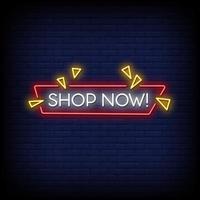 Shop Now Neon Signs Style Text Vector