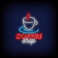 Coffee Shop Neon Signs Style Text Vector